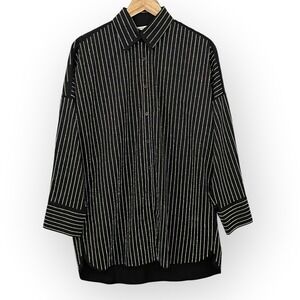 Interdee Womens Iridescent Rhinestone Button Top Free Size Futuristic NYE Party